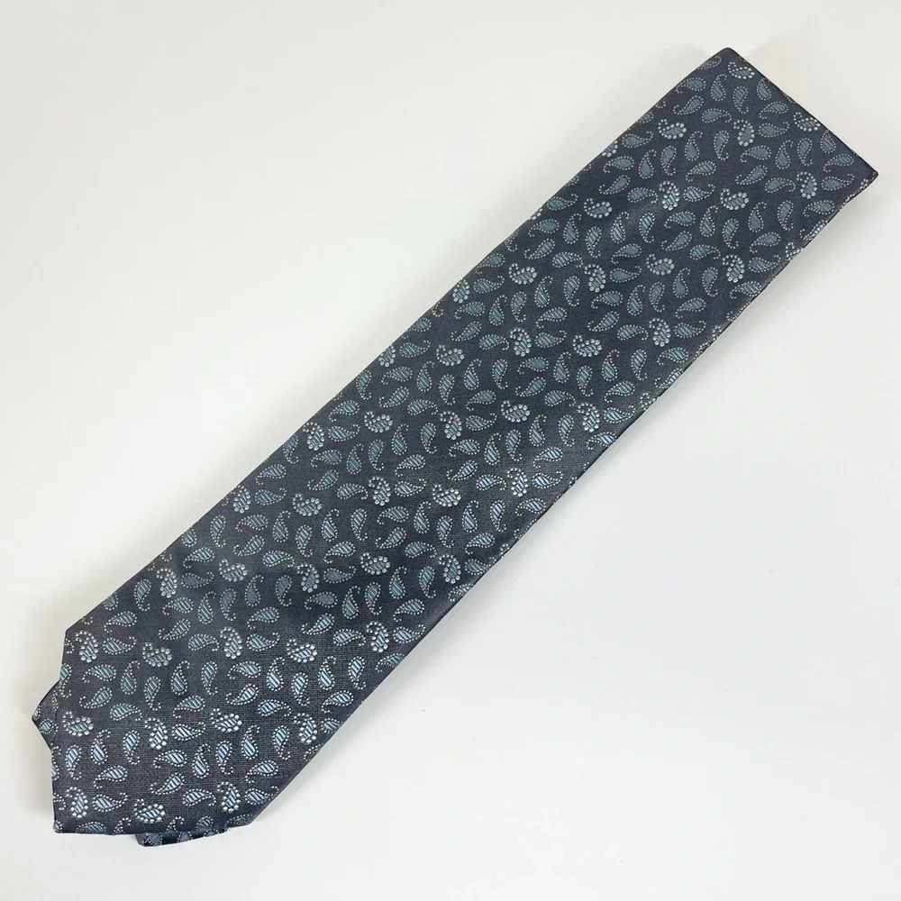 Calvin Klein Neckwear Mens Tie Necktie Blue Paisley Silk